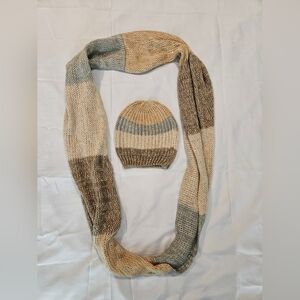 Striped Knit Scarf and Beanie Set